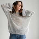 Red Mohair Hoodie: Hand-knitted Oversized Wool Sweater