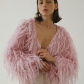 Handmade Pink Alpaca Merino Cardigan: Cropped Wool Knit Jacket