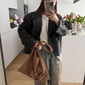 Handmade Raffia Tote Bag: Crochet Flower Eco-friendly Shopper