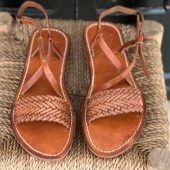 Handmade Moroccan Leather Sandals Women – Brown Flat Strappy Toe Loop Shoes