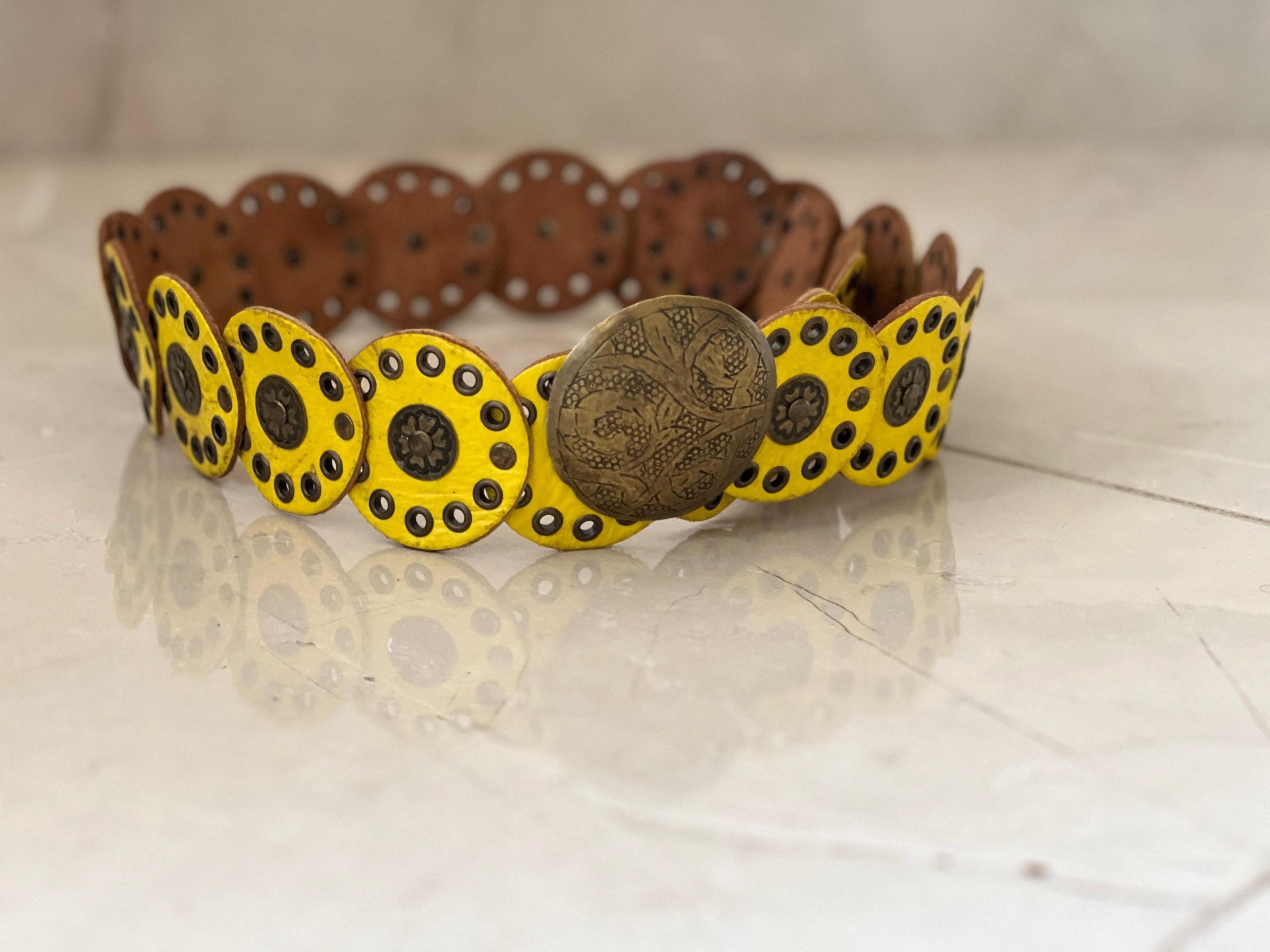 Handmade Moroccan Leather Belt With Vintage Buckle – Boho Statement Waist Accessory