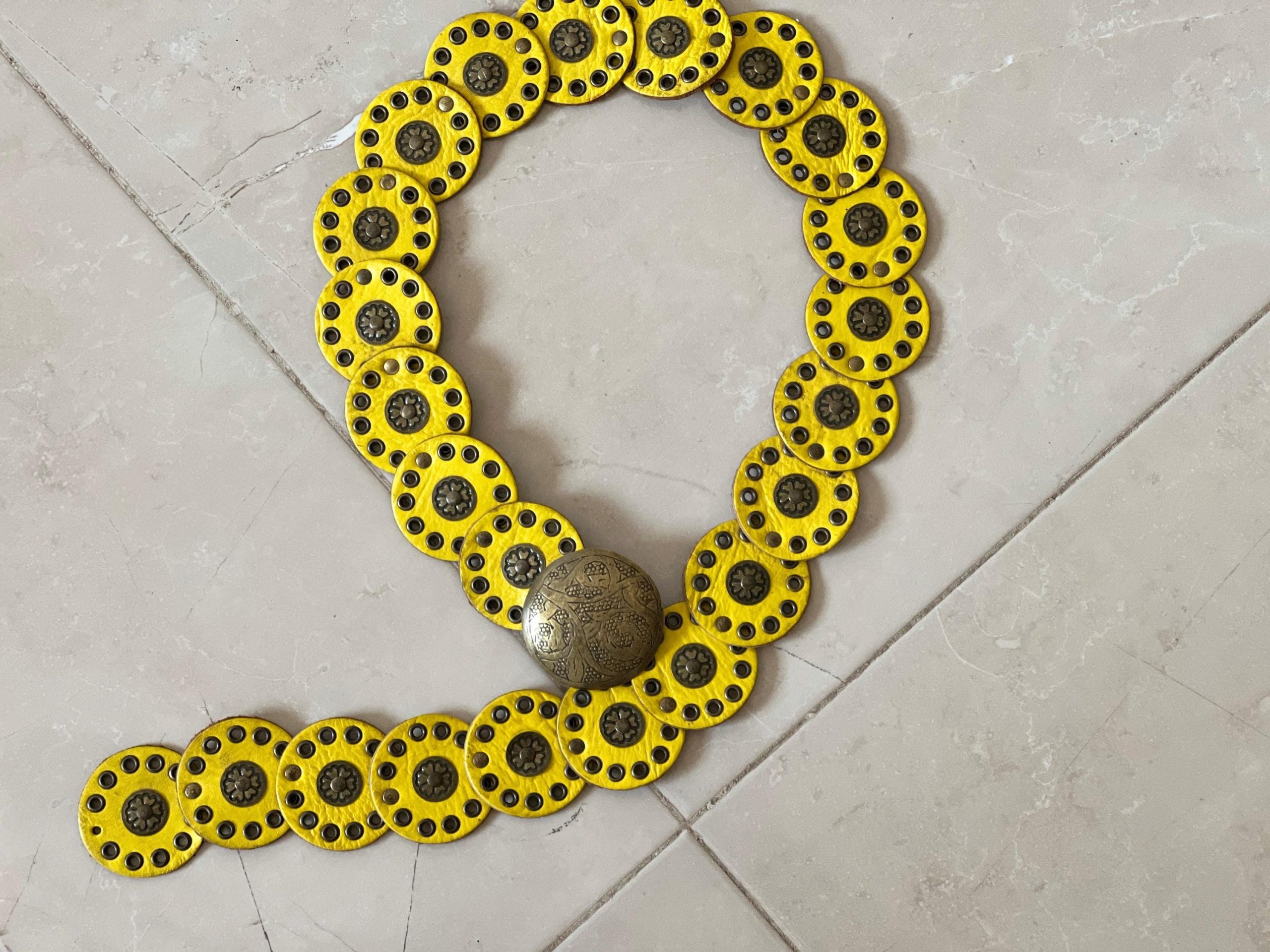 Handmade Moroccan Leather Belt With Vintage Buckle – Boho Statement Waist Accessory