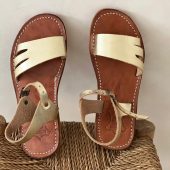 Blond Moroccan Leather Sandals – Handmade Women Flats – Custom Fit Design