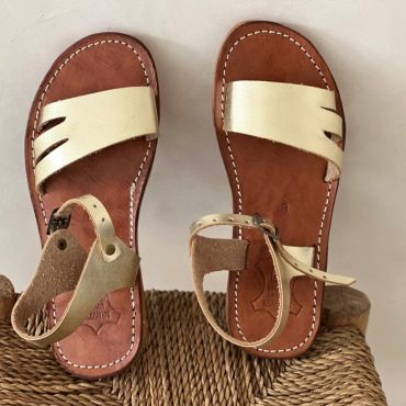 Blond Moroccan Leather Sandals – Handmade Women Flats – Custom Fit Design